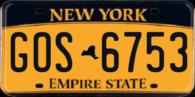 NY license plate GOS6753