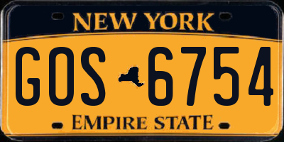NY license plate GOS6754