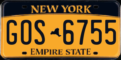 NY license plate GOS6755