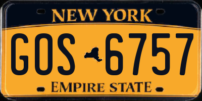 NY license plate GOS6757
