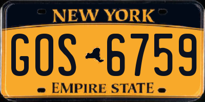 NY license plate GOS6759