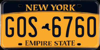 NY license plate GOS6760