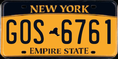NY license plate GOS6761