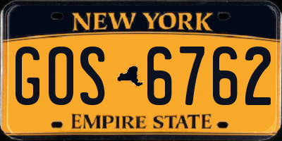 NY license plate GOS6762