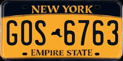 NY license plate GOS6763