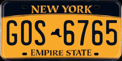 NY license plate GOS6765