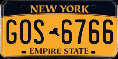 NY license plate GOS6766