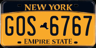 NY license plate GOS6767