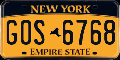 NY license plate GOS6768