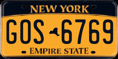 NY license plate GOS6769