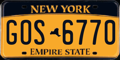NY license plate GOS6770