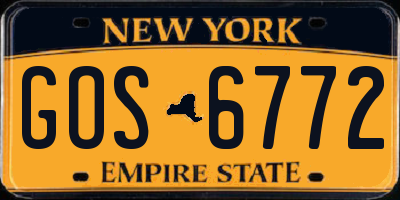NY license plate GOS6772