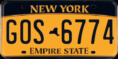 NY license plate GOS6774