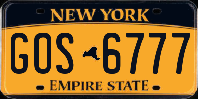 NY license plate GOS6777