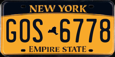 NY license plate GOS6778