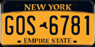 NY license plate GOS6781