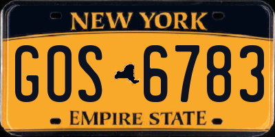 NY license plate GOS6783