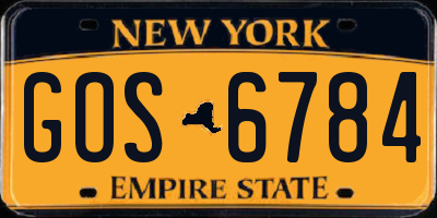 NY license plate GOS6784