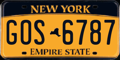 NY license plate GOS6787