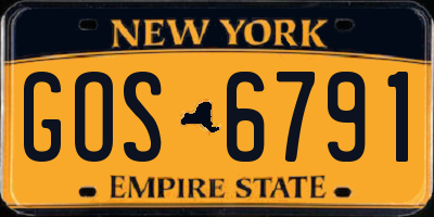 NY license plate GOS6791