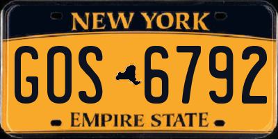 NY license plate GOS6792