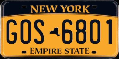 NY license plate GOS6801