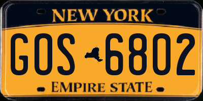 NY license plate GOS6802