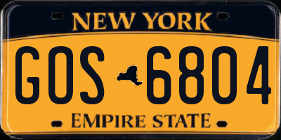 NY license plate GOS6804