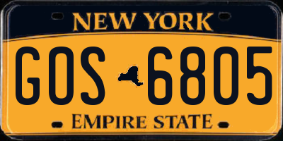 NY license plate GOS6805