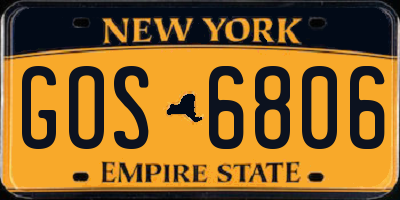 NY license plate GOS6806