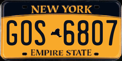 NY license plate GOS6807