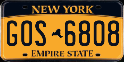 NY license plate GOS6808