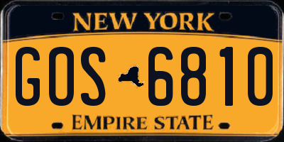 NY license plate GOS6810
