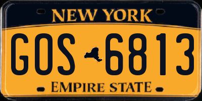 NY license plate GOS6813