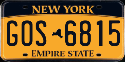 NY license plate GOS6815