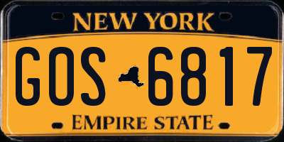 NY license plate GOS6817