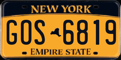 NY license plate GOS6819