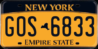 NY license plate GOS6833