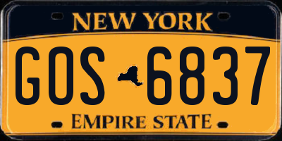 NY license plate GOS6837