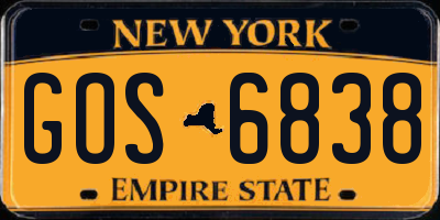NY license plate GOS6838