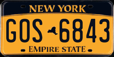 NY license plate GOS6843