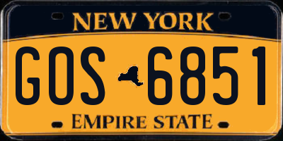 NY license plate GOS6851