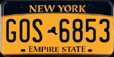 NY license plate GOS6853