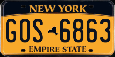 NY license plate GOS6863