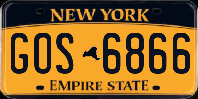 NY license plate GOS6866