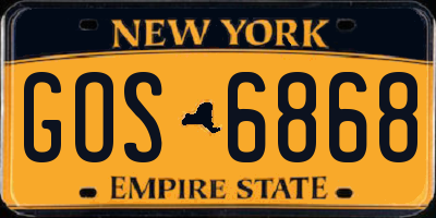 NY license plate GOS6868
