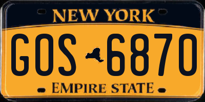 NY license plate GOS6870