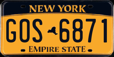 NY license plate GOS6871