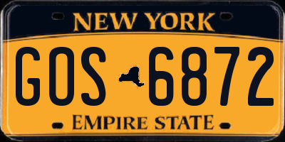 NY license plate GOS6872