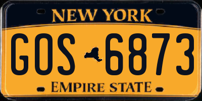 NY license plate GOS6873